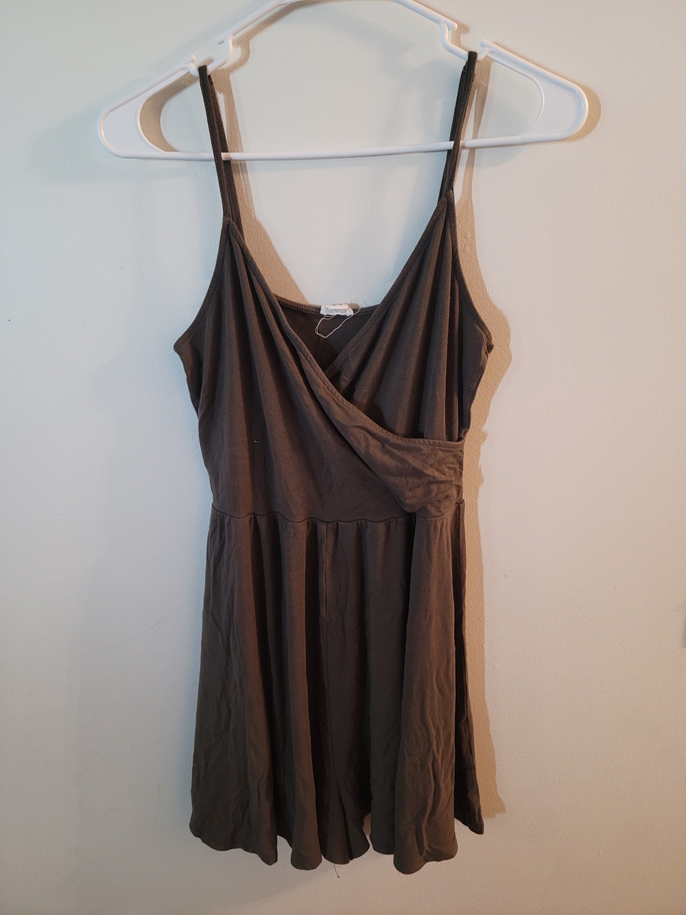 Garage Olive Brown Sleeveless Mini Wrap Dress